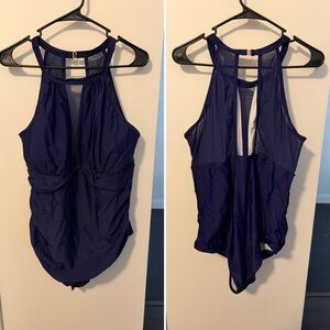 Navy Halter One-Piece Swimsuit